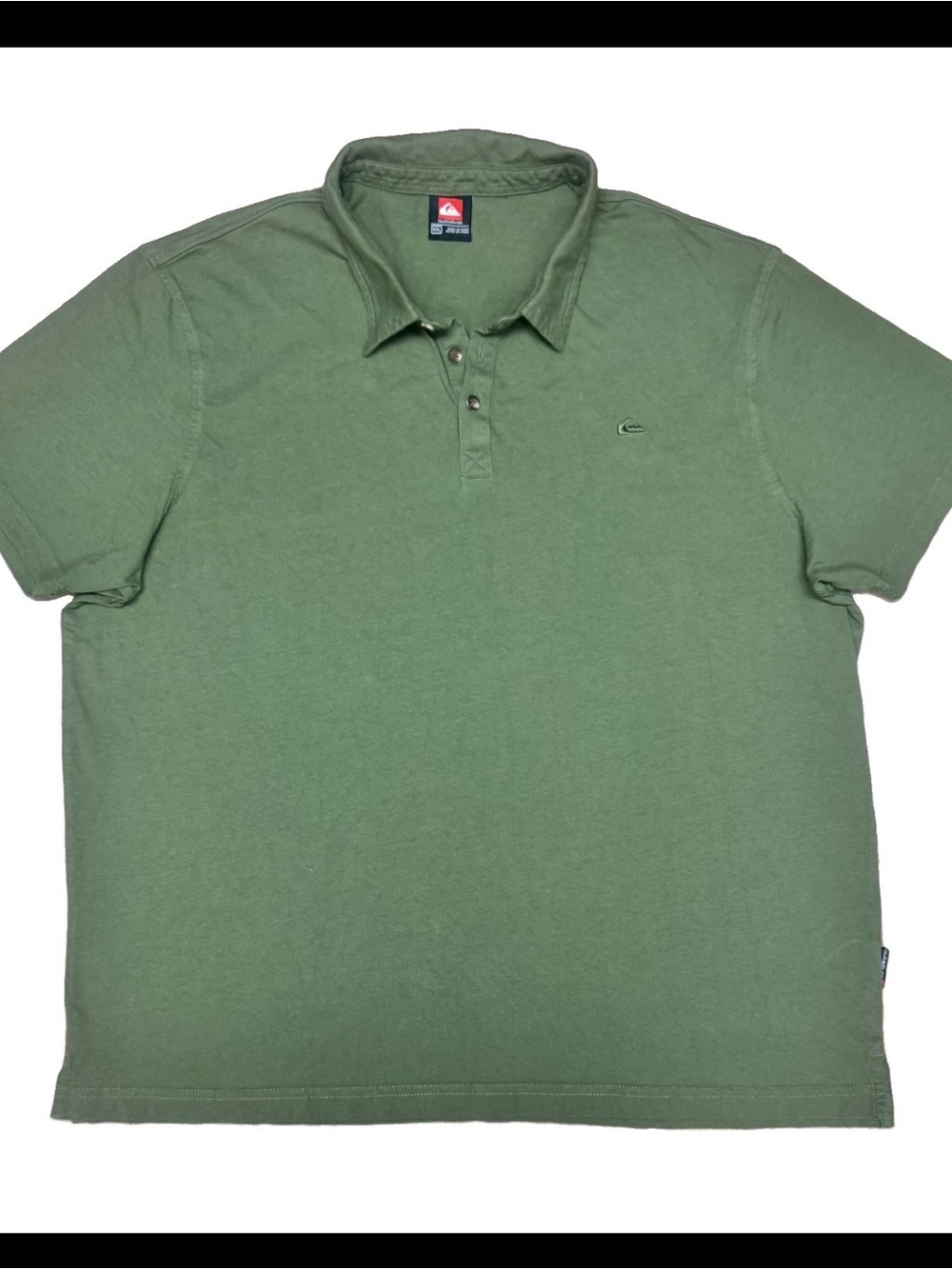 Quiksilver Men's Olive Green Polo Shirt with Chest Logo XXL